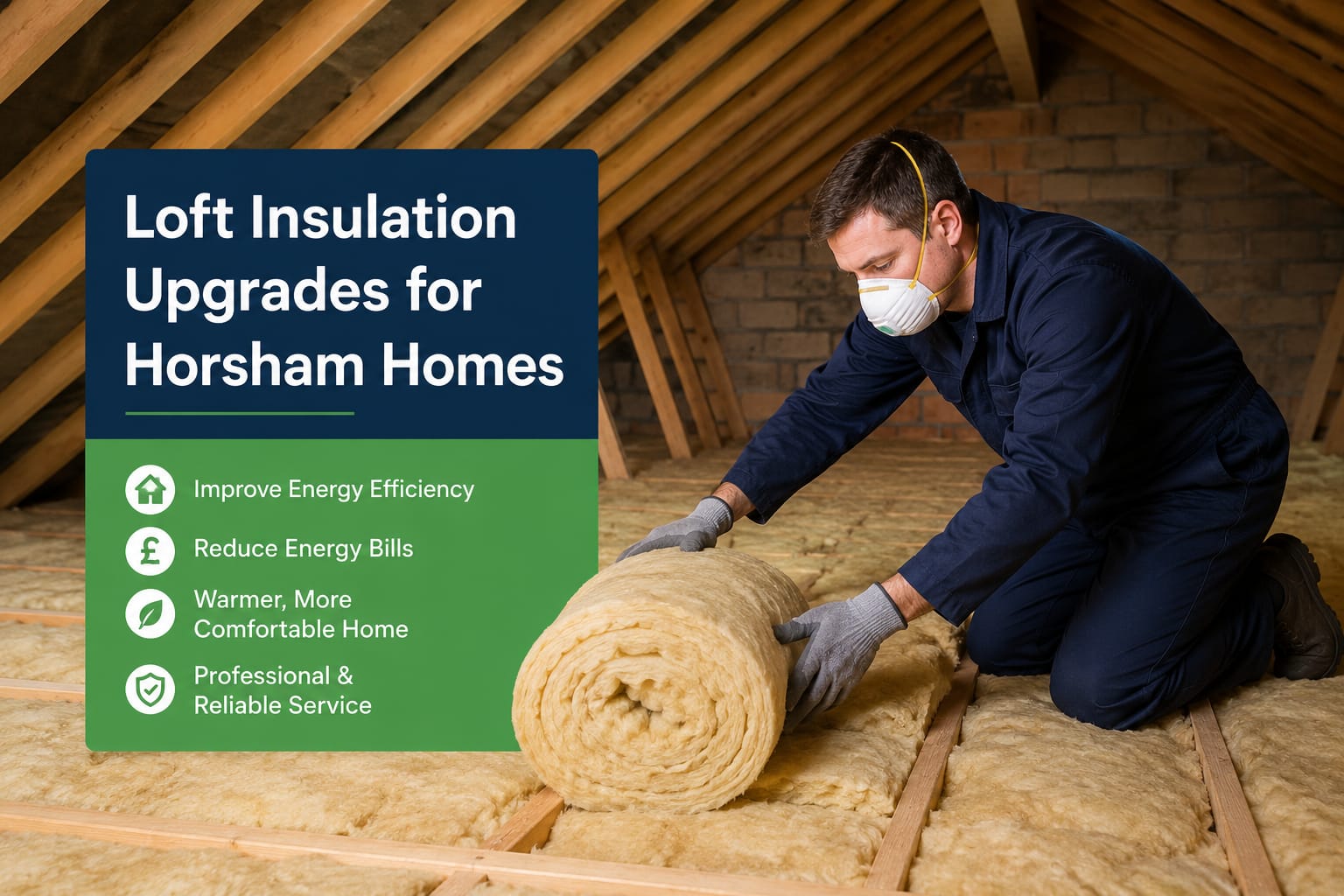 Loft insulation Horsham installation with raised loft boarding and loft storage in an RH12 home