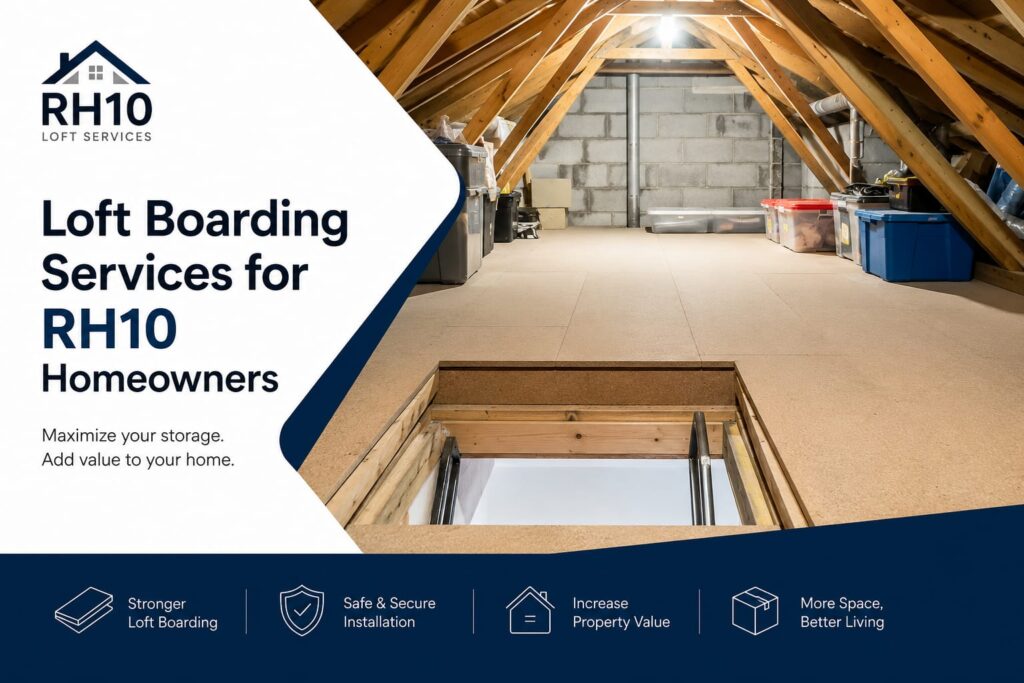 Loft Boarding RH10 installed in a Crawley home for safe attic storage